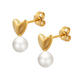 Lustrous Heart Pearl Studs