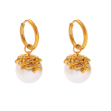 Ornate Pearl Crown Hoops