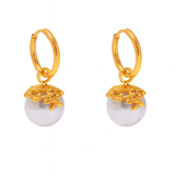 Ornate Pearl Crown Hoops