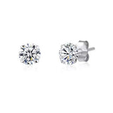 Sleek 925 Silver Solitaire Studs