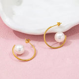 Serene Wave Pearl Hoops