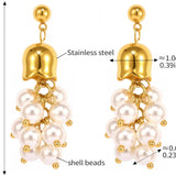 Golden Blossom Pearl Drop Earrings