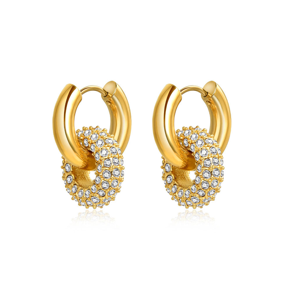 Waterproof 18K gold plated double donut hoop earrings by Sorele