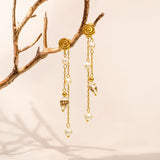 Shell Dangling Gold-Plated Earrings