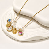 New Pearl Enamel Gold Plated Necklace