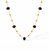 Noir Gold Plated Black Bead Layered Necklace