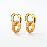 Double Donut Oval Gold Plated Earrings