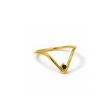 Gold Plated Black Crystal Geometric Ring