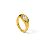 White Drift Gold Plated Ring