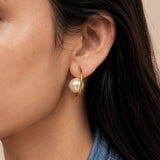 Serene Wave Pearl Gold Plated Hoops