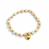 Pearl Heart Charm Bracelet