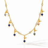 Sapphire Serenity Gold Plated Charm Necklace