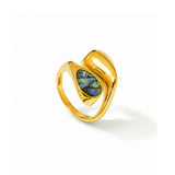 Mermaid Halo Blue Gold Plated Ring