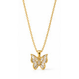 Gold Plated Pink Bloom Diamond Necklace