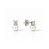 Silver Signature Pearl Diamond Earrings