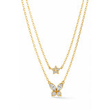 Clover Kiss Diamond Gold Plated Necklace