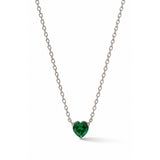 Silver Cupid Green  Heart Diamond Necklace