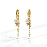 Celestial Pearl Star Drop Earrings
