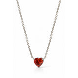 Silver Cupid Red Heart Diamond Necklace