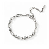 Silver Minimal Diamond Paperclip Bracelet
