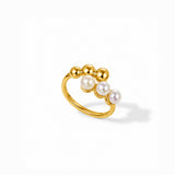 Lustre Pearl Duo Gold Plated Ring
