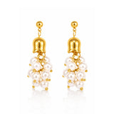 Golden Blossom Pearl Drop Earrings