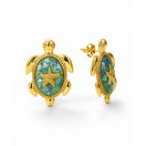 Turtle Treasure Green Gold Plated Earrings