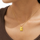 Personalized Engraved Gold Plated Bar Pendant Necklace