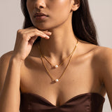Luna Duo Pearl Gold Plated Necklace
