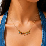 Mosaic Colorful Gold Plated Necklace