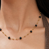 Noir Gold Plated Black Bead Layered Necklace