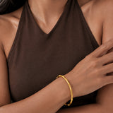 Golden Oval Bamboo Gold Plated Bracelet
