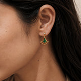 Emerald Fan Gold Plated Earrings