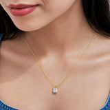 Celestia Square Diamond Gold Plated Pendant Necklace