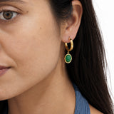 Green Gold-Plated Hanging Earrings