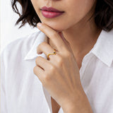 Gold Plated Black Crystal Geometric Ring