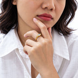 White Drift Gold Plated Ring