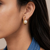 Serene Wave Pearl Gold Plated Hoops