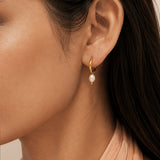 Minimal Micro Pearl Gold Plated Hoop Earrings