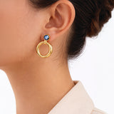 Blue Stone Drop Earrings