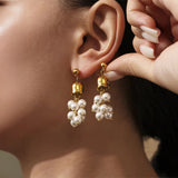 Golden Blossom Pearl Drop Earrings
