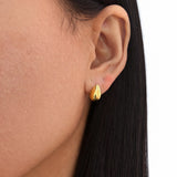 Gold Oval Teardrop Stud Earrings