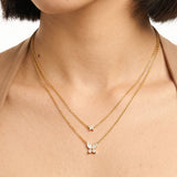 Clover Kiss Diamond Gold Plated Necklace