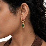 Rosette Green Gold Plated Earrings
