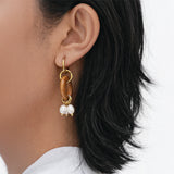 Terra Wood & Pearl Drop Earrings