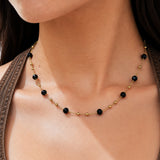 Noir Gold Plated Black Bead Layered Necklace