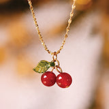 Cherry Muse Pendant Gold Plated Necklace
