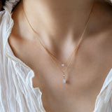 Aurora Drop Layer Diamond Gold Plated Necklace