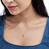 Celestia Square Diamond Gold Plated Pendant Necklace