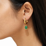 Green Gold-Plated Hanging Earrings